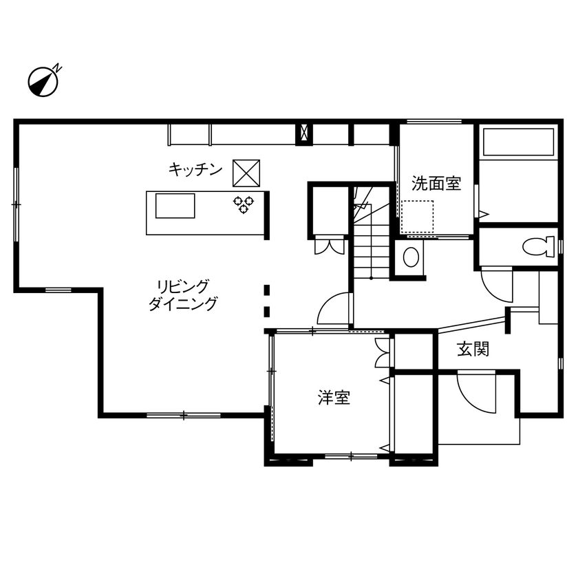 実例1の間取り図(4LDK・1階)