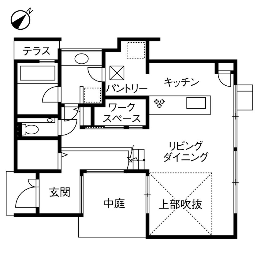 実例4の間取り図(3LDK・1階)