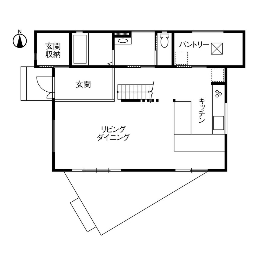 実例5の間取り図(3LDK・1階)