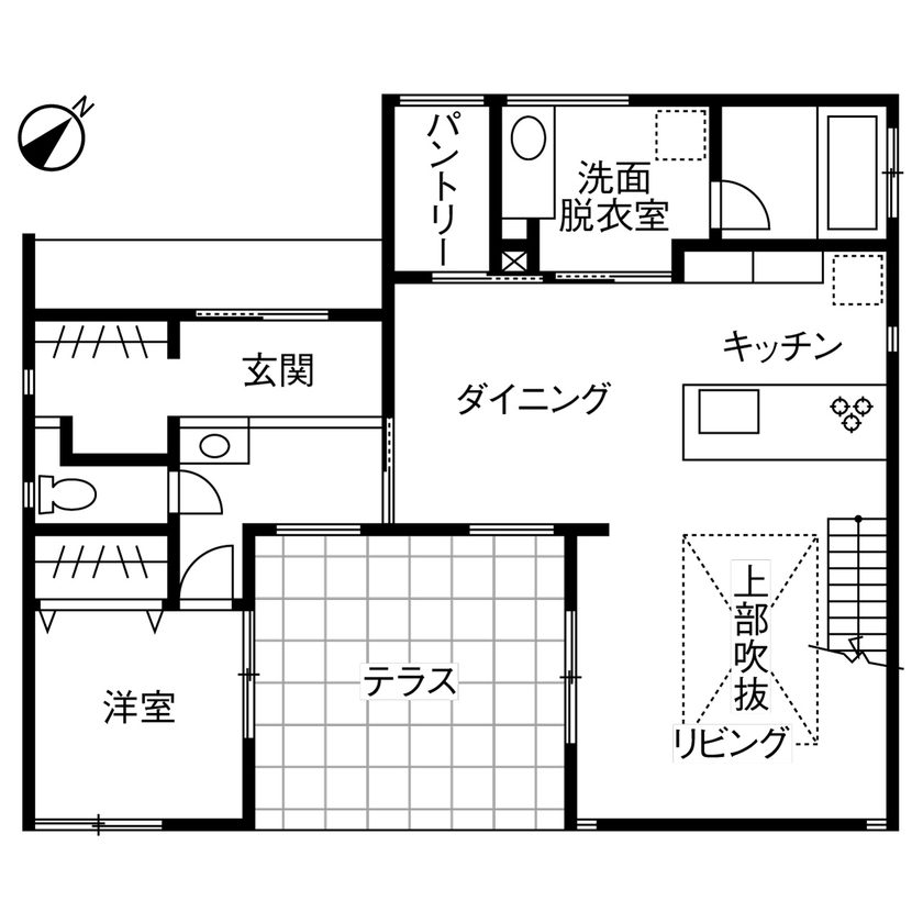 実例6の間取り図(4LDK・1階)