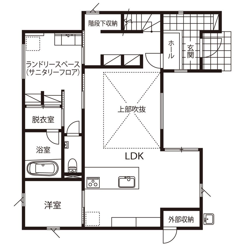 実例9の間取り図(3LDK・1階)