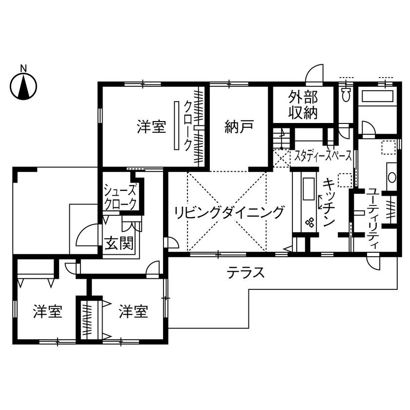 実例4の間取り図(1階)